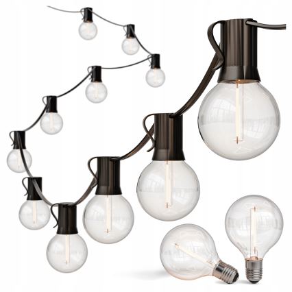 LED Venkovní dekorační řetěz 36xE12/1W/230V 22,35 m IP65 černá