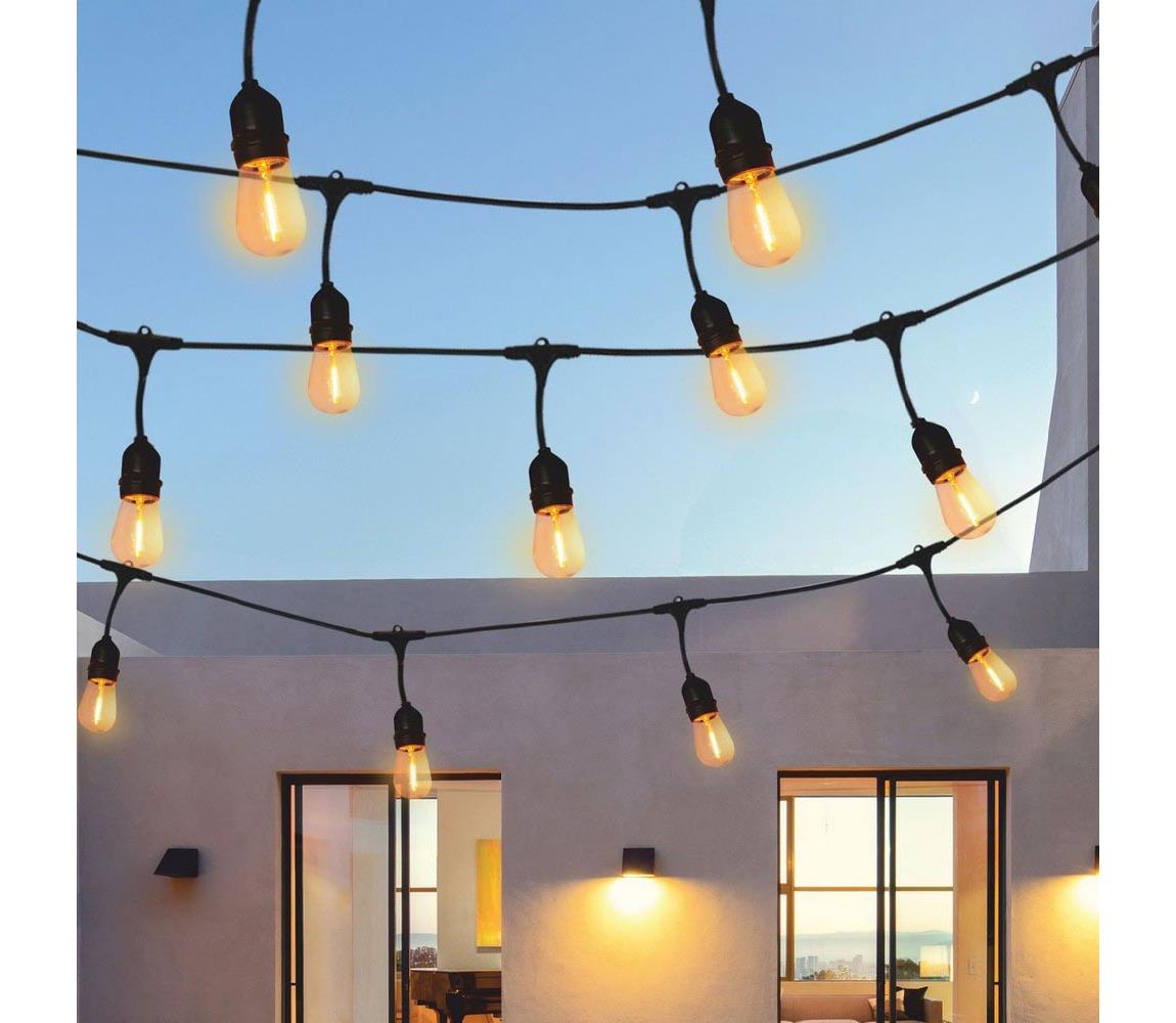 Polux LED Venkovní dekorační řetěz 5,6m 10xE27/6W/36V IP44 SA1321