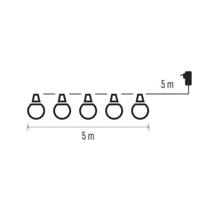 LED Venkovní dekorační řetěz 50xLED/10m IP44 čirá