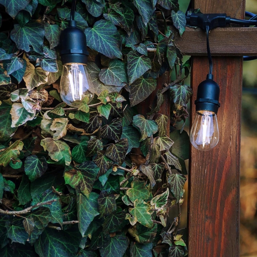 LED Venkovní dekorační řetěz 5xE27/1W/230V 5,94 m IP44 černá