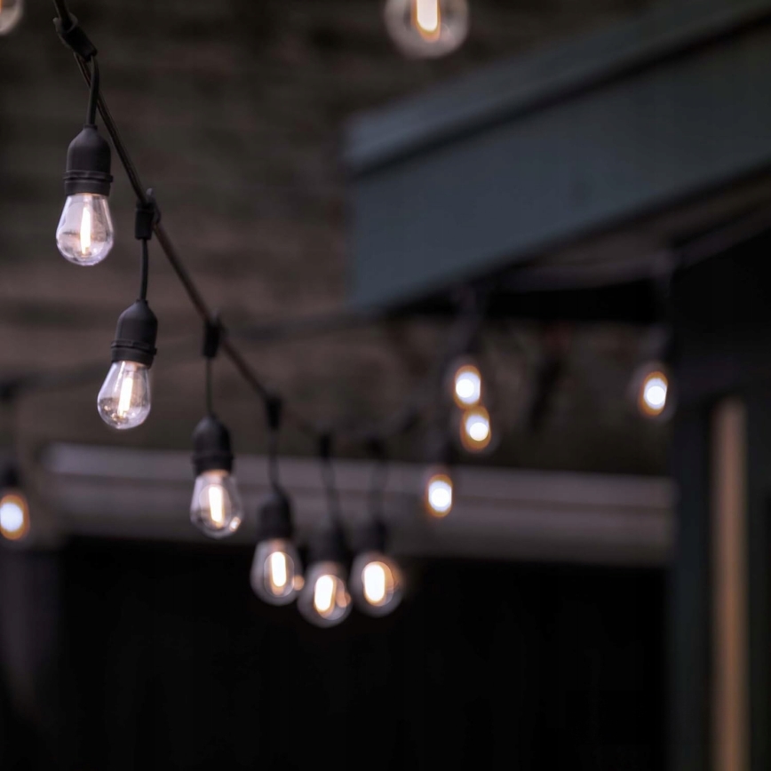 LED Venkovní dekorační řetěz 5xE27/1W/230V 5,94 m IP44 černá