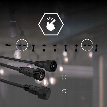 LED Venkovní dekorační řetěz 5xE27/1W/230V 5,94 m IP44 černá