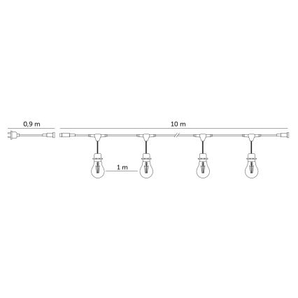 LED Venkovní dekorační řetěz BAJA ST64 10xE27/1W/230V 10,9m IP44 teplá bílá