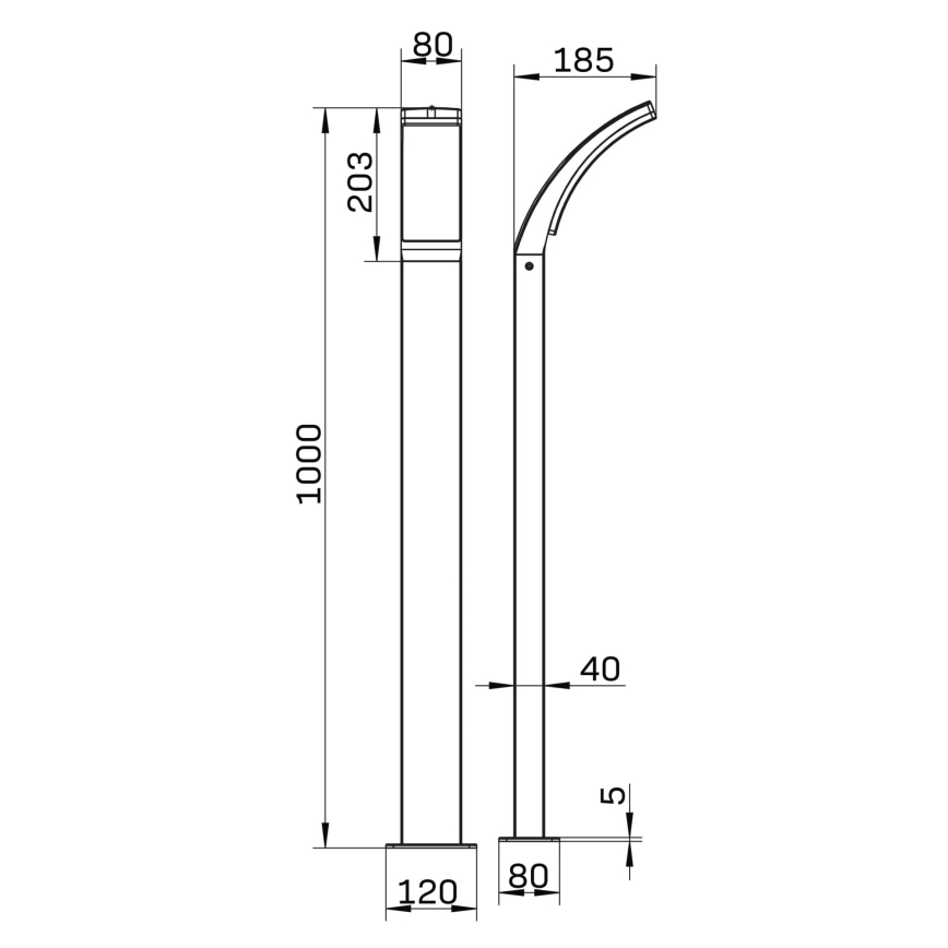 LED Venkovní lampa AMY LED/12W/230V 100 cm IP44 černá