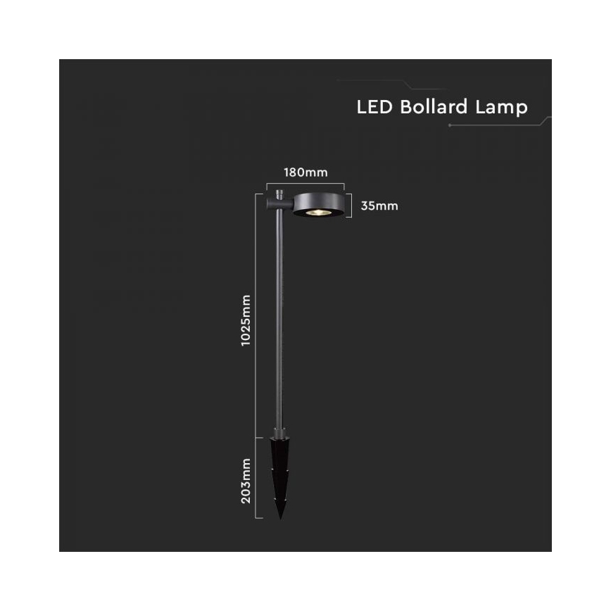LED Venkovní lampa LED/7W/230V 4000K IP65 černá 102 cm