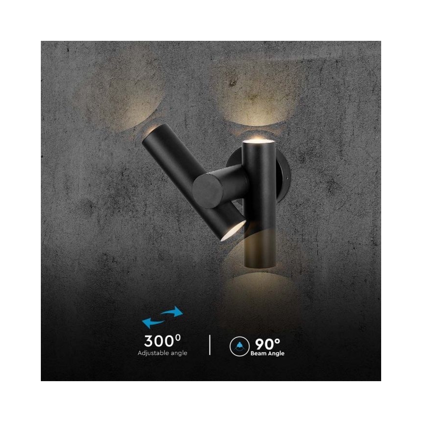 LED Venkovní nástěnné bodové flexibilní svítidlo 2xLED/3W/230V 4000K IP44 černá