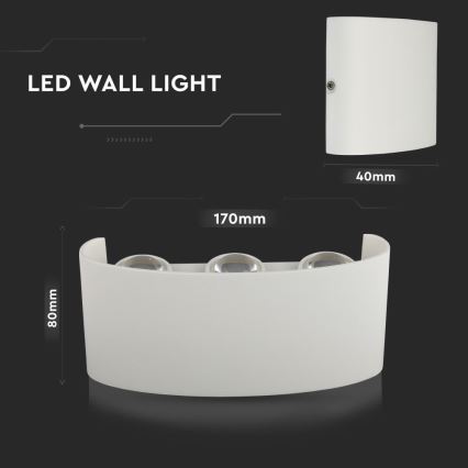 LED Venkovní nástěnné svítidlo 6xLED/6W/230V IP54 3000K bílá