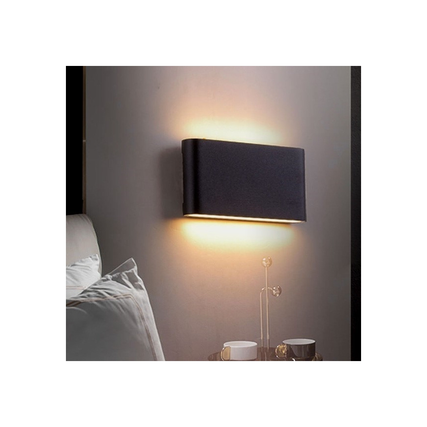 LED Venkovní nástěnné svítidlo FLOW 2xLED/6W/230V IP54 3000K černá