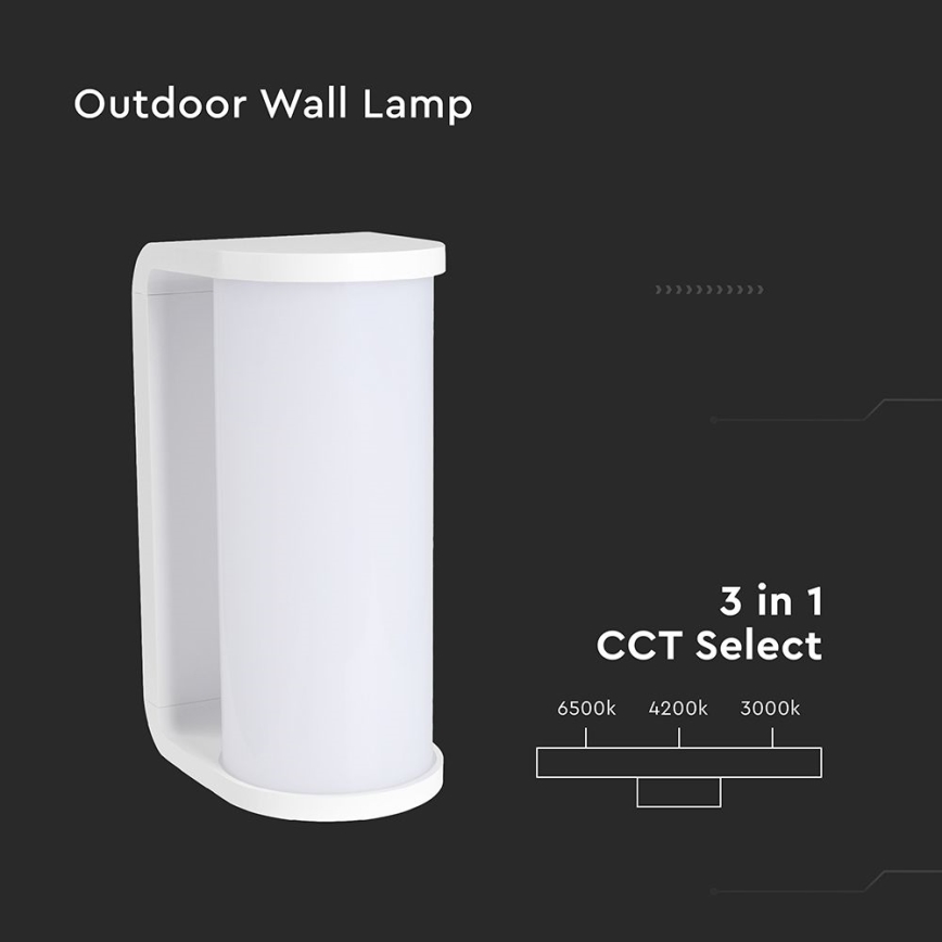 LED Venkovní nástěnné svítidlo LED/12W/230V 3000/4200/6500K IP65 bílá