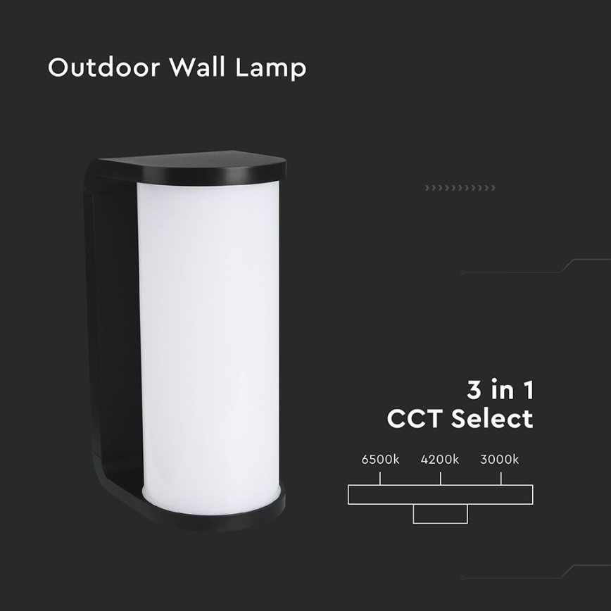 LED Venkovní nástěnné svítidlo LED/12W/230V 3000/4200/6500K IP65 černá
