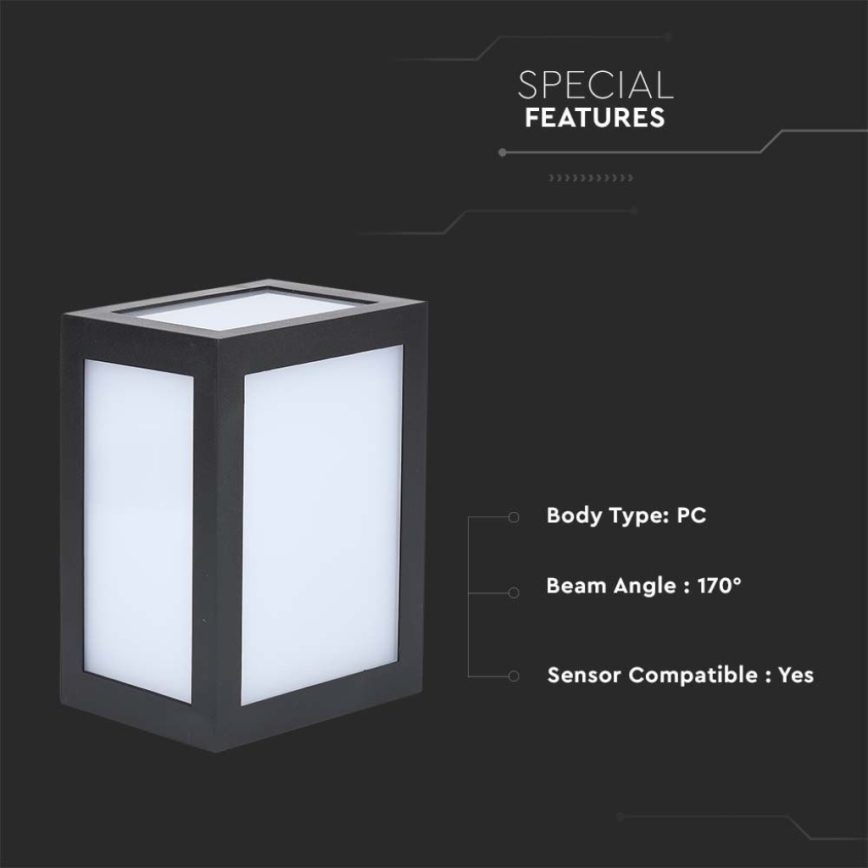 LED Venkovní nástěnné svítidlo LED/12W/230V 4000K IP65 černá