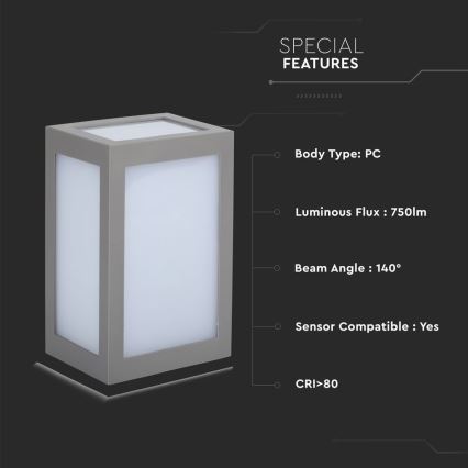 LED Venkovní nástěnné svítidlo LED/12W/230V 4000K IP65