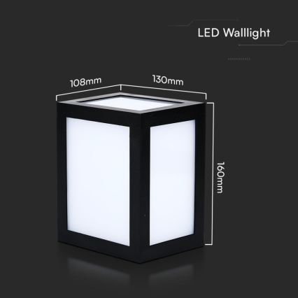 LED Venkovní nástěnné svítidlo LED/12W/230V 6400K IP65 černá