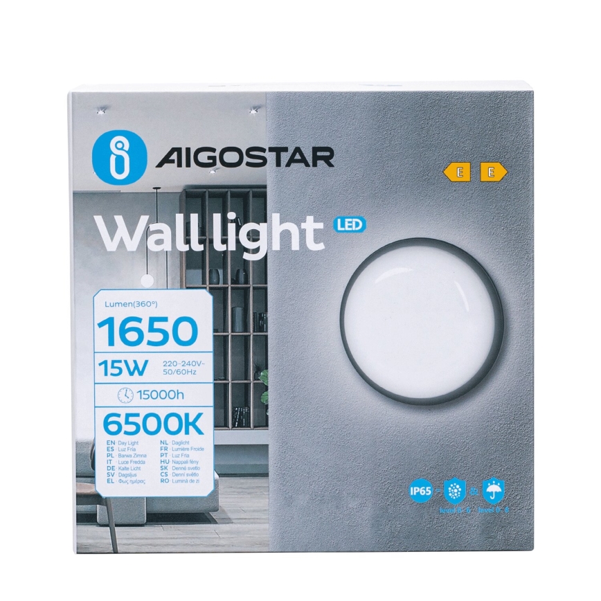 LED Venkovní nástěnné svítidlo LED/15W/230V 6500K pr. 15,5 cm černá IP65