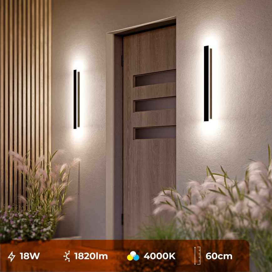 LED Venkovní nástěnné svítidlo LED/18W/230V 60 cm IP65 černá