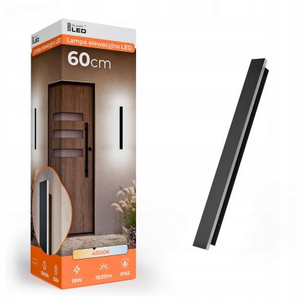 LED Venkovní nástěnné svítidlo LED/18W/230V 60 cm IP65 černá