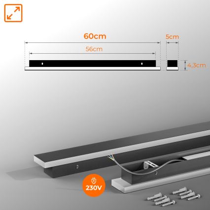 LED Venkovní nástěnné svítidlo LED/18W/230V 60 cm IP65 černá