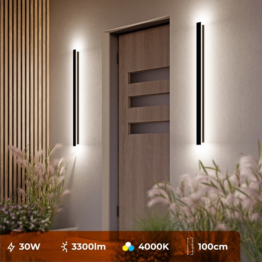 LED Venkovní nástěnné svítidlo LED/30W/230V 100 cm IP65 černá