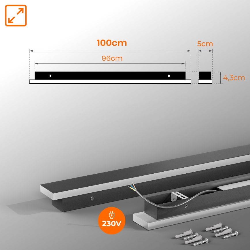 LED Venkovní nástěnné svítidlo LED/30W/230V 100 cm IP65 černá