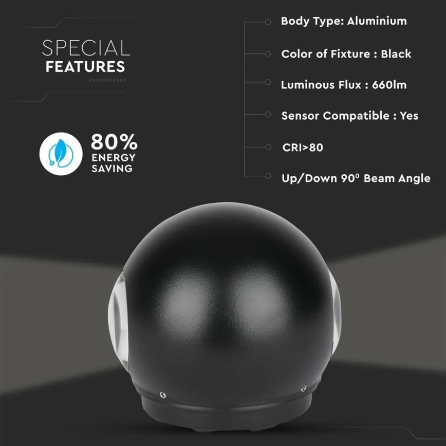 LED Venkovní nástěnné svítidlo LED/6W/230V 4000K IP65 černá