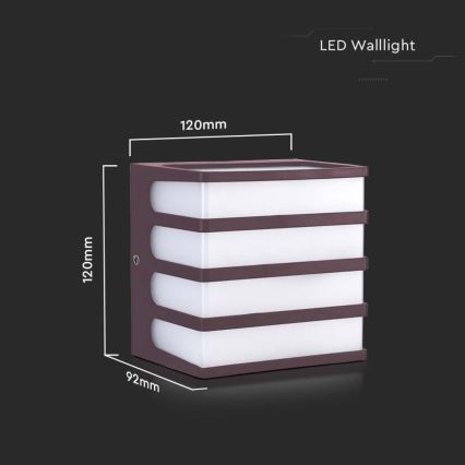 LED Venkovní nástěnné svítidlo LED/8W/230V IP65 3000K hnědá