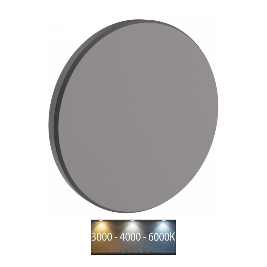 LED Venkovní nástěnné svítidlo PIATTA LED/18W/230V 3000/4000/6000K pr. 25 cm IP44 šedá