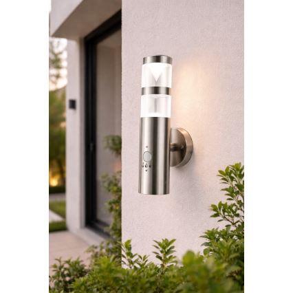 LED Venkovní nástěnné svítidlo se senzorem pohybu 1xGU10/5W/230V IP44 matný chrom