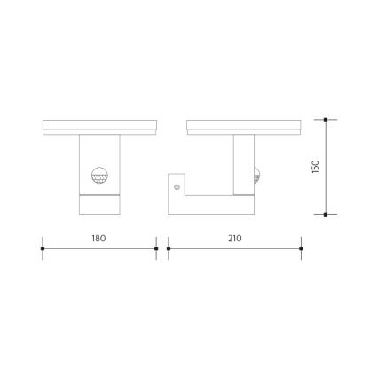 LED Venkovní nástěnné svítidlo se senzorem BARI LED/10W/230V 4000K IP54 antracit