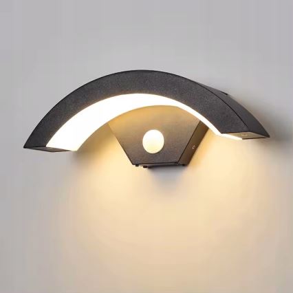 LED Venkovní nástěnné svítidlo se senzorem pohybu LED/10W/230V IP54 černá