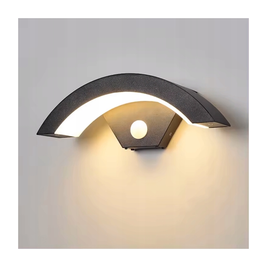 LED Venkovní nástěnné svítidlo se senzorem pohybu LED/10W/230V IP54 černá
