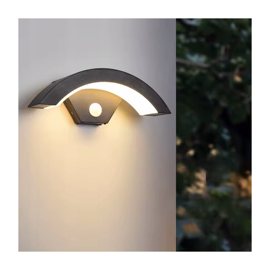 LED Venkovní nástěnné svítidlo se senzorem pohybu LED/10W/230V IP54 černá