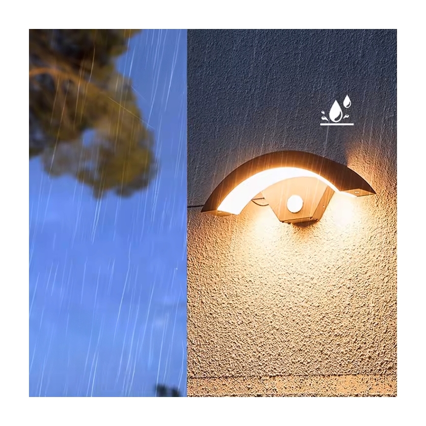LED Venkovní nástěnné svítidlo se senzorem pohybu LED/10W/230V IP54 černá
