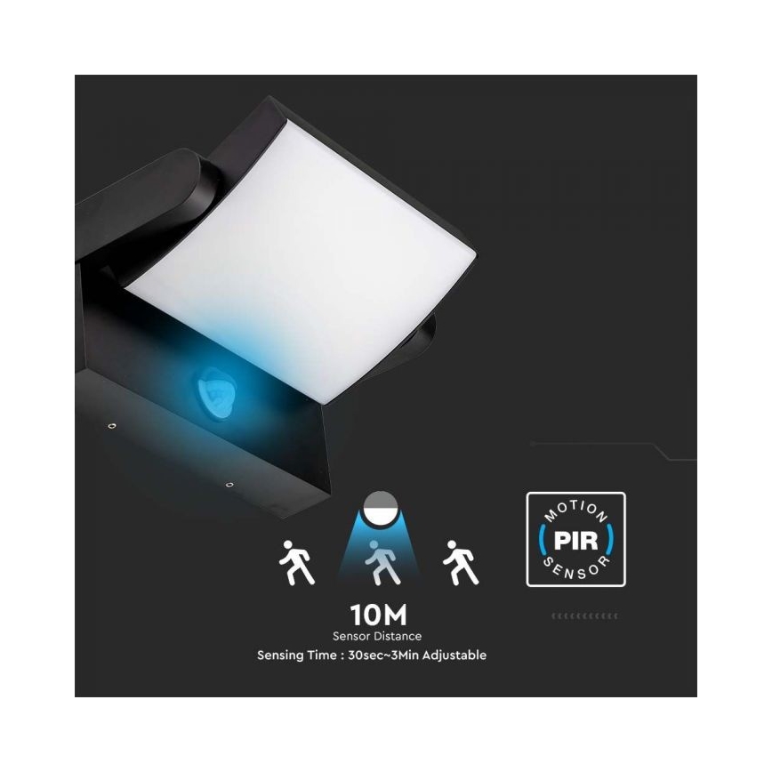 LED Venkovní nástěnné svítidlo se senzorem LED/17W/230V 3000K IP65 černá