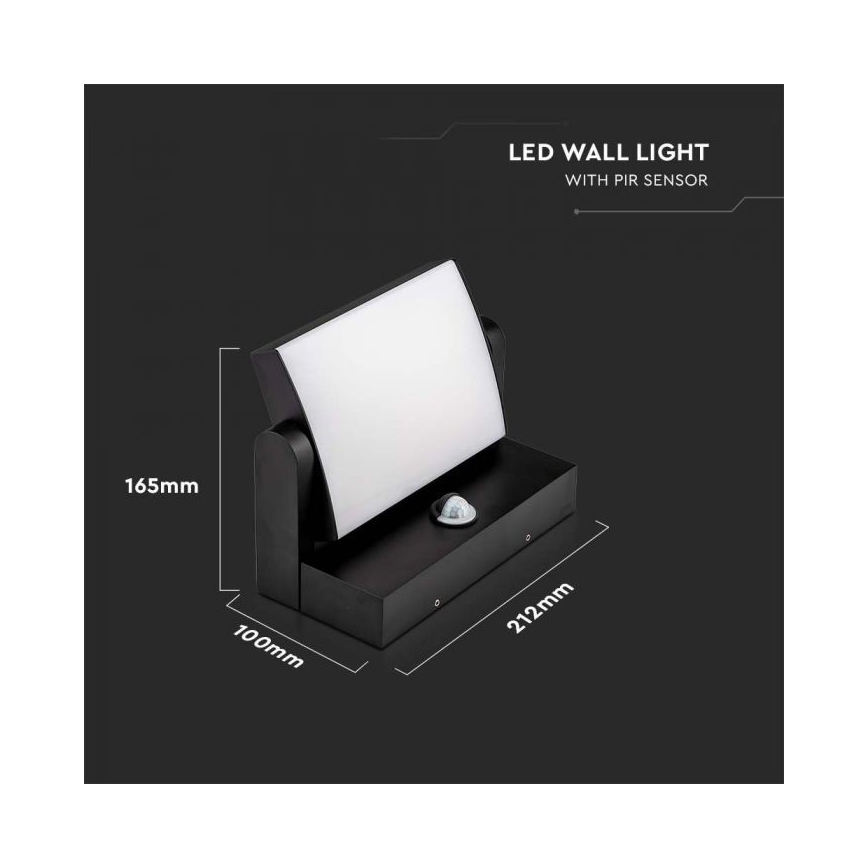 LED Venkovní nástěnné svítidlo se senzorem LED/17W/230V 3000K IP65 černá