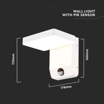 LED Venkovní nástěnné flexibilní svítidlo se senzorem LED/17W/230V IP65 4000K bílá