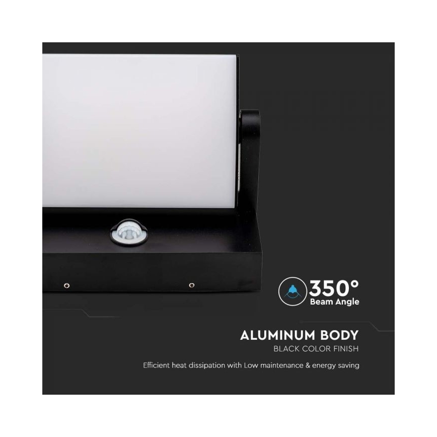 LED Venkovní nástěnné svítidlo se senzorem LED/17W/230V 4000K IP65 černá