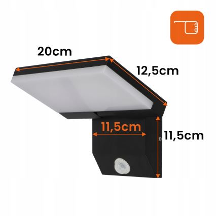 LED Venkovní nástěnné svítidlo se senzorem pohybu LED/18W/230V IP44 černá