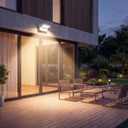 LED Venkovní nástěnné svítidlo se senzorem pohybu a soumraku LED/25W/230V 3000/4000/6500K IP54 bílá