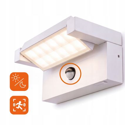 LED Venkovní nástěnné svítidlo se senzorem pohybu a soumraku LED/25W/230V 3000/4000/6500K IP54 bílá