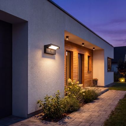 LED Venkovní nástěnné svítidlo se senzorem pohybu a soumraku LED/25W/230V 3000/4000/6500K IP54 černá