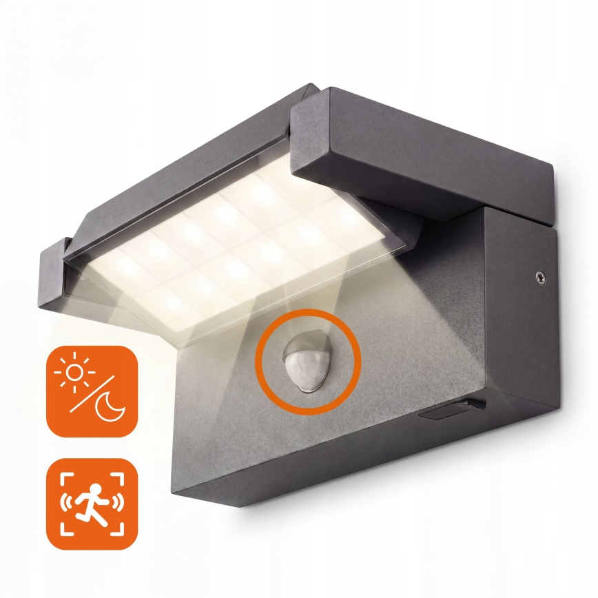 LED Venkovní nástěnné svítidlo se senzorem pohybu a soumraku LED/25W/230V 3000/4000/6500K IP54 černá