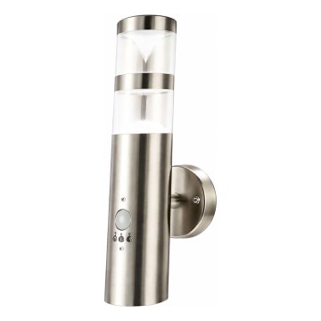 LED Venkovní nástěnné svítidlo se senzorem pohybu 1xGU10/5W/230V IP44 matný chrom