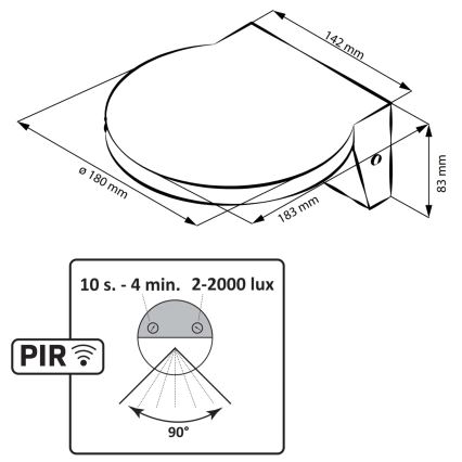 LED Venkovní nástěnné svítidlo se senzorem TESA LED/10W/230V IP54 černá