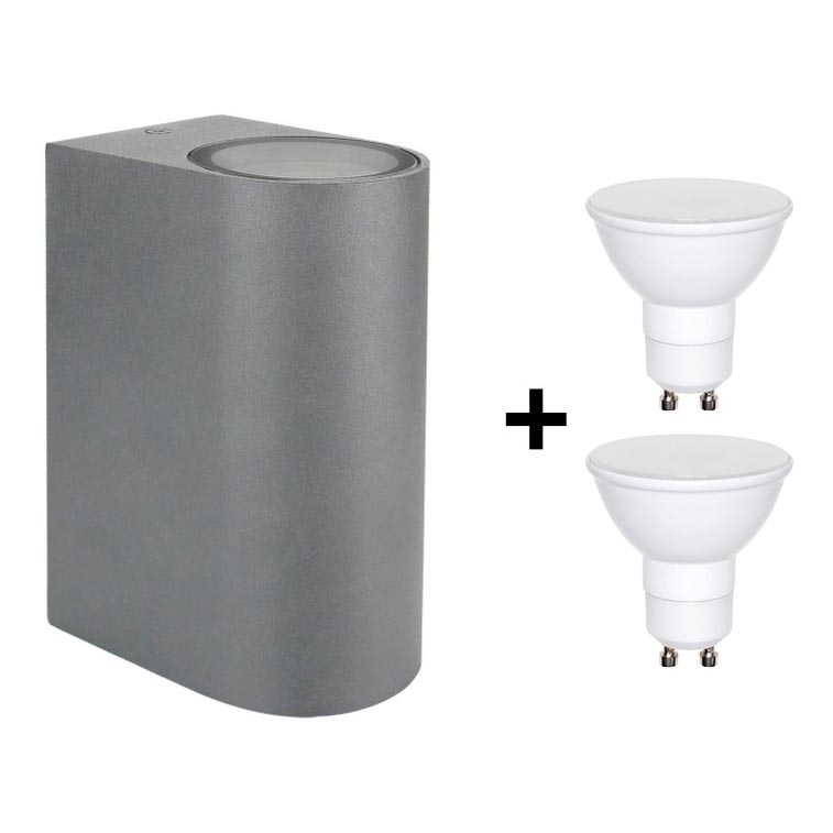 LED Venkovní nástěnné svítidlo TORRE 2xGU10/6W/230V šedá IP54