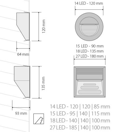 LED venkovní osvětlení 1x27LED/1,5W/230V