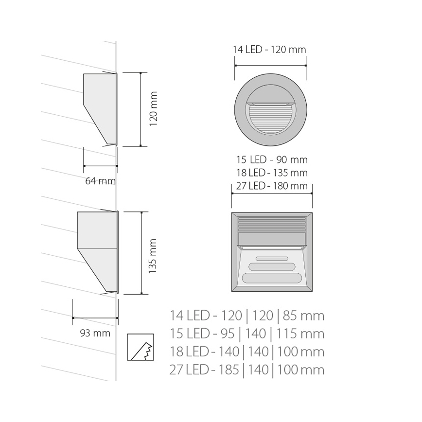 LED venkovní osvětlení 1x27LED/1,5W/230V