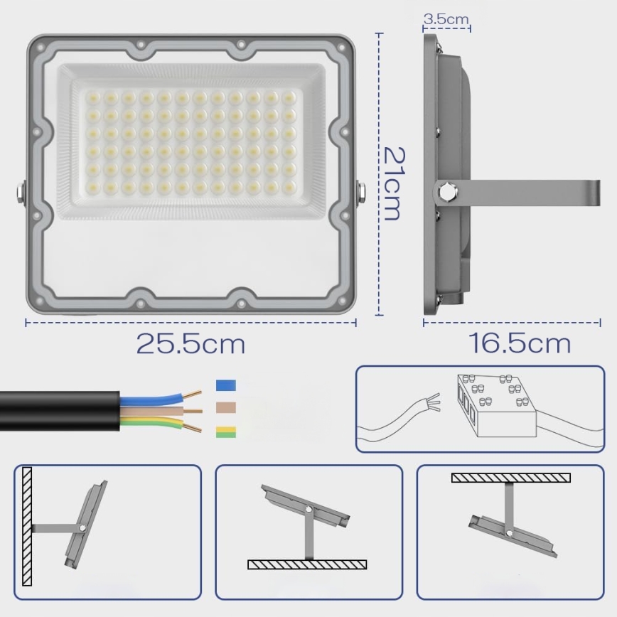 LED Venkovní reflektor LED/100W/230V 4500K IP65 šedá