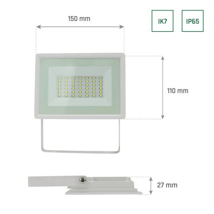 LED Venkovní reflektor NOCTIS LUX 3 LED/30W/230V 4000K IP65 bílá