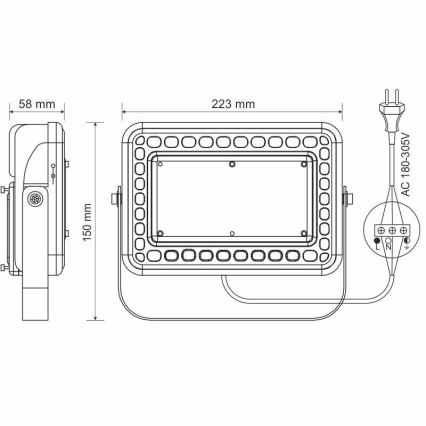 LED Venkovní reflektor PROFI LED/50W/180-305V IP65