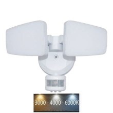 LED Venkovní reflektor se senzorem LED/24W/230V 3000/4000/6000K IP54 bílá